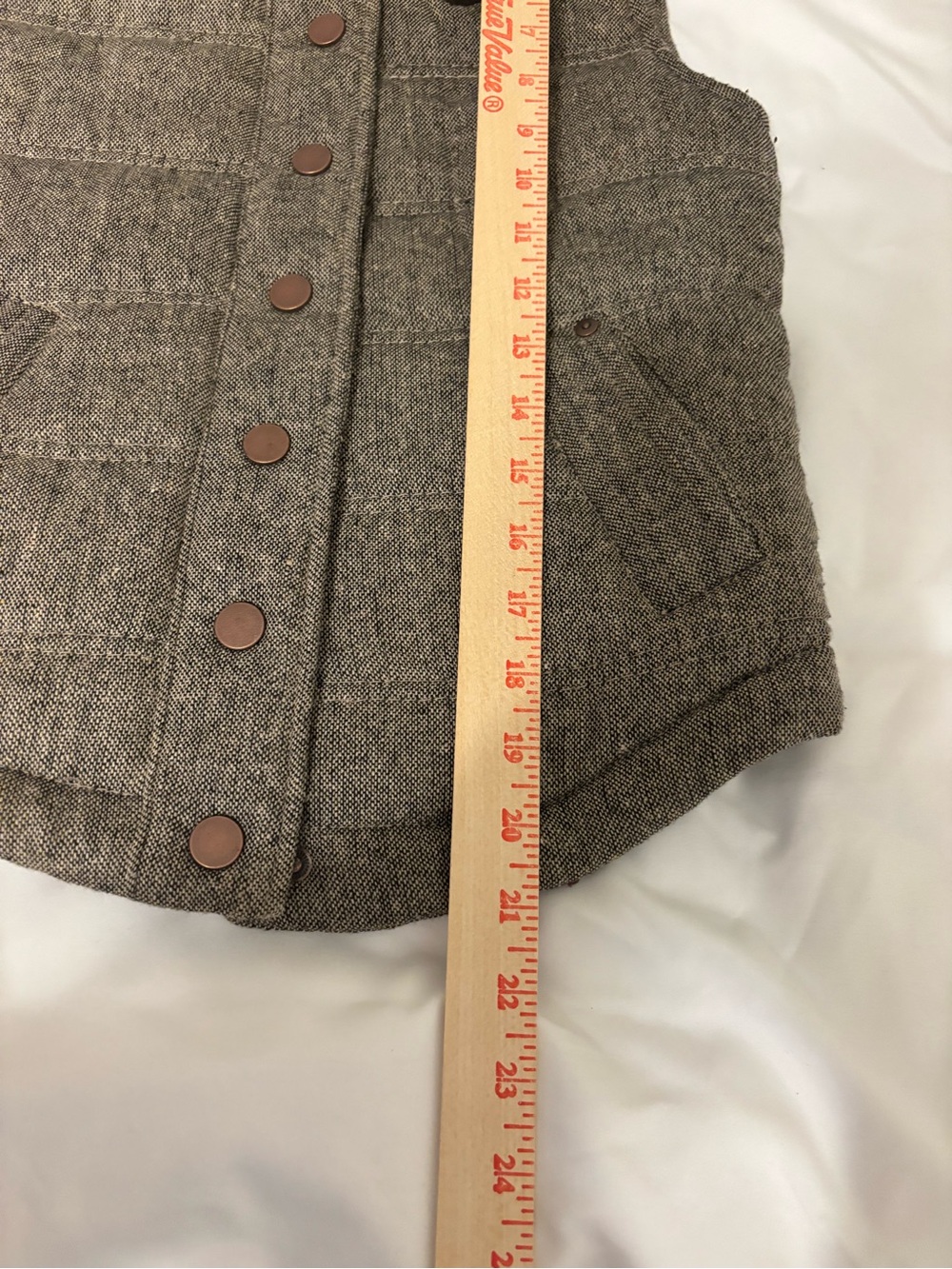 Ci Sono Quilted Puffer Vest Small Brown Gray Wool Blend Snap Front Western Yoke - Picture 5 of 8